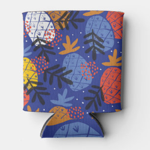 Abstract Pineapples Leaves Vintage Pattern Can Cooler