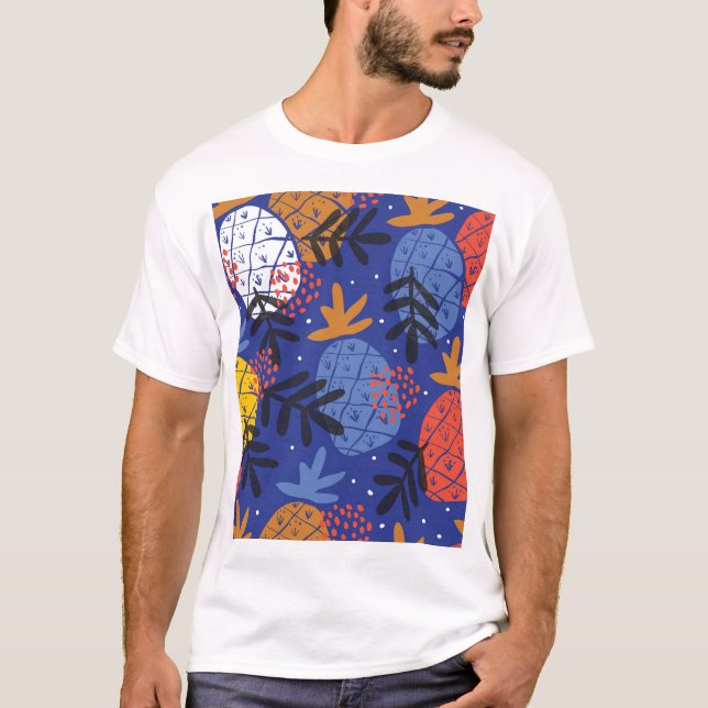Abstract Pineapples Leaves Vintage Pattern T-Shirt (Front)