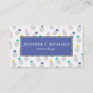 Abstract Pineapples Monogram Business Card
