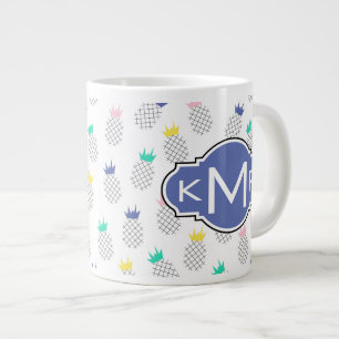 Abstract Pineapples   Monogram Large Coffee Mug