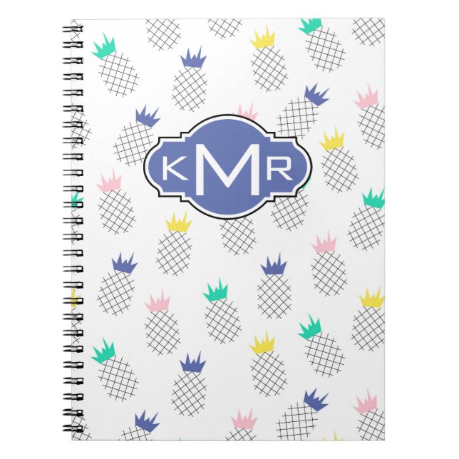 Abstract Pineapples | Monogram Notebook (Front)