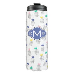 Abstract Pineapples   Monogram Thermal Tumbler