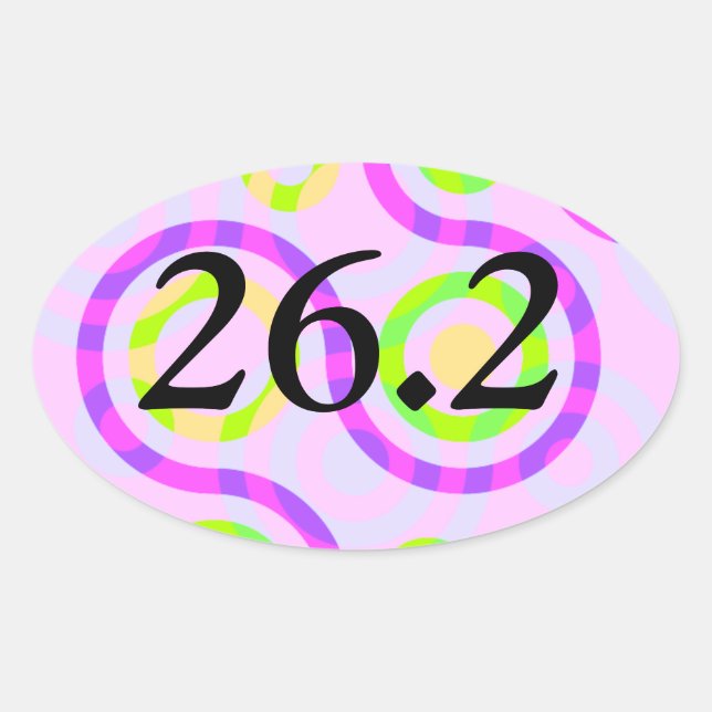 Abstract Pink 26.2 Marathon Oval Stickers (Front)