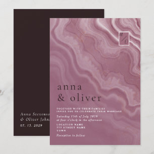 Abstract Pink Agate Wedding Invitation