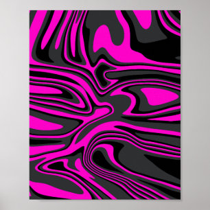 Abstract Pink and Black Swirling Pattern Poster