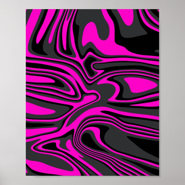Abstract Pink and Black Swirling Pattern Poster (Front)