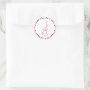Abstract Pink and Brown Spotted Giraffe Classic Round Sticker