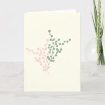 Abstract Pink and Green Berries art greeting card