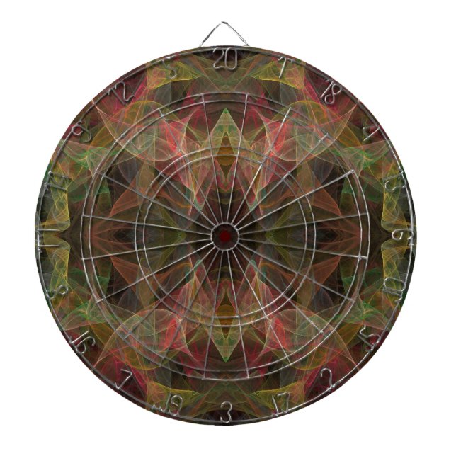 Abstract Pink and Green Fractal Dart Board (Front)