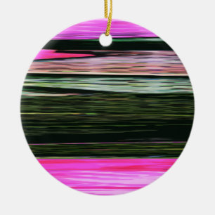 Abstract Pink And Green Horizontal Stripes 705 Ceramic Ornament