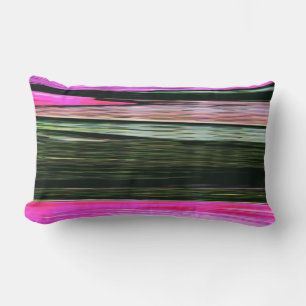 Abstract Pink And Green Horizontal Stripes 705 Lumbar Cushion