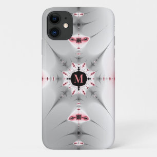 Abstract Pink and Grey Fractal Monogram iPhone 11 Case