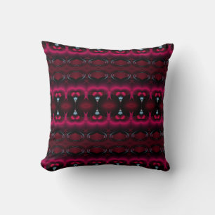 Abstract pink and grey hearts fractal art pillow