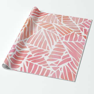 Abstract Pink and Peach Leaves Wrapping Paper