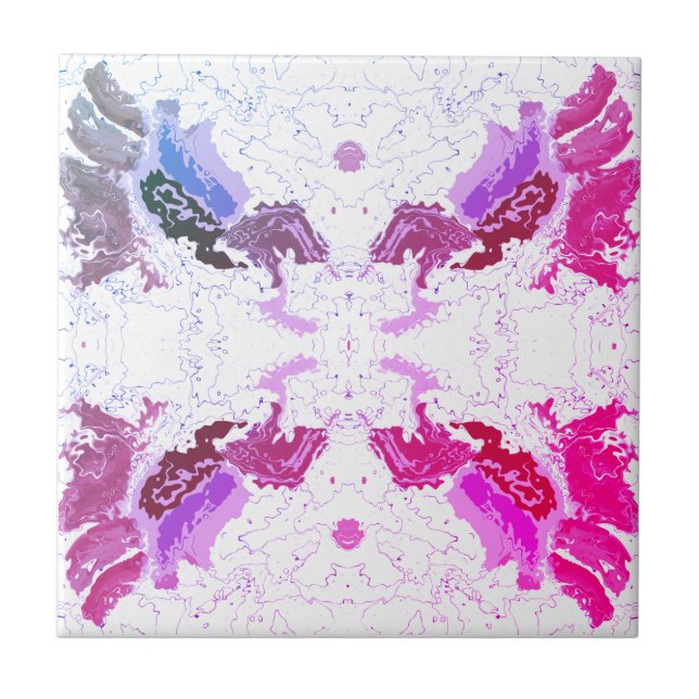 Abstract Pink and Purple Ceramic Tile (Front)