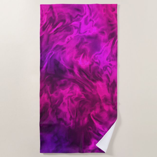 Abstract Pink and Purple Design Beach Towel (Front)