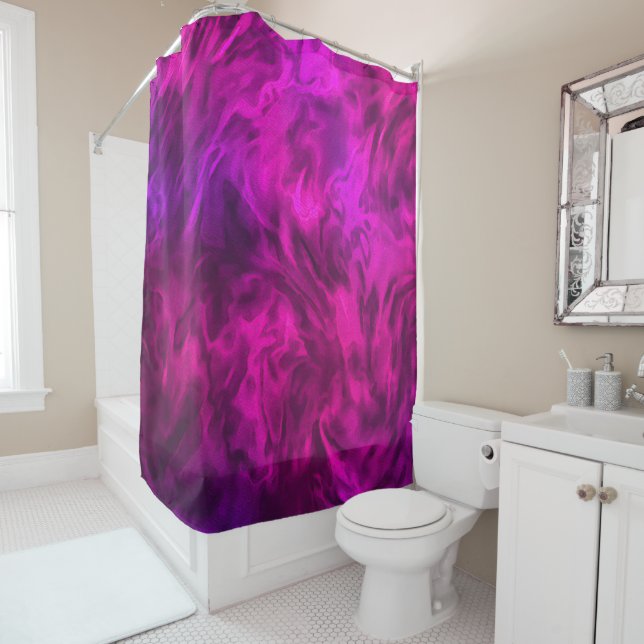 Abstract Pink and Purple Design Shower Curtain (In Situ)