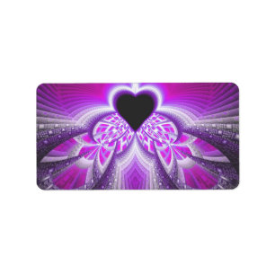 Abstract Pink And Purple Fractal Pattern Label