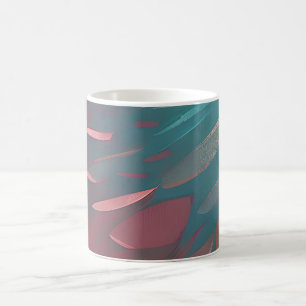 Abstract pink and teal feathers coffee mug