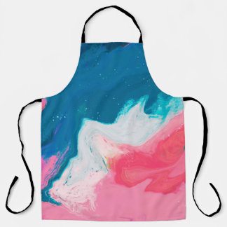 Abstract pink and turquoise paint background with  apron