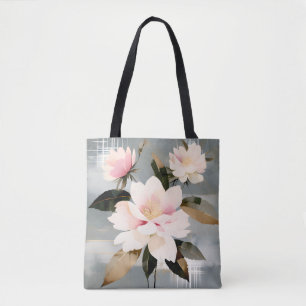 Abstract Pink and White Wabi-Sabi Flowers Tote Bag