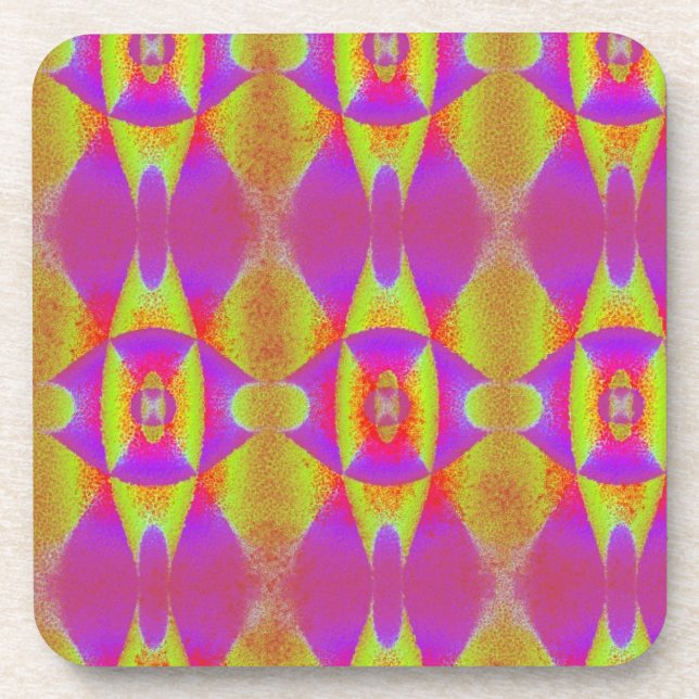 Abstract Pink and Yellow Drink Coaster (Front)