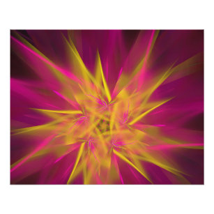 Abstract Pink and Yellow Macro Fractal Flowers Poster