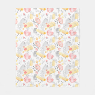 Abstract Pink and Yellow Watercolor Designs Fleece Blanket