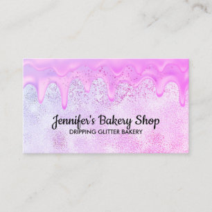 Abstract pink Bakery Pastry Chef Glitz Business Card