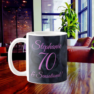 Abstract Pink Black 70 and Sensational Birthday Coffee Mug