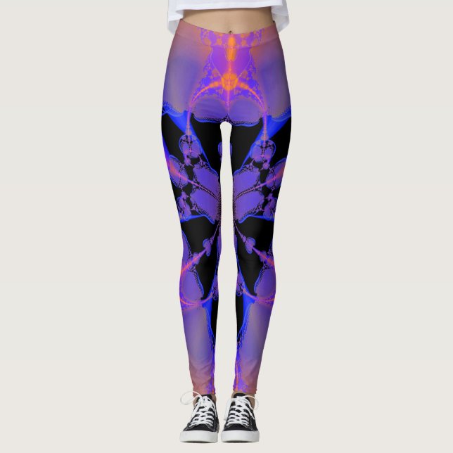 Abstract Pink, Black, and Pruple Patterned Leggings (Front)