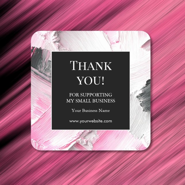 Abstract Pink Black Business Thank You Sticker (Creator Uploaded)