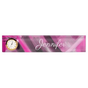 Abstract Pink Black Grey Name personalised Nameplate