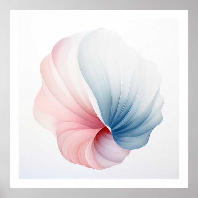 Abstract Pink, Blue and White Shell Poster (Front)