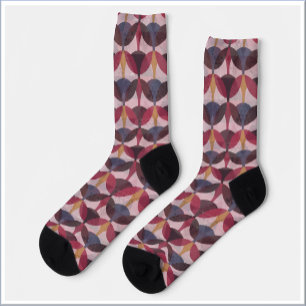 Abstract Pink Blue Gold Art Deco Design Socks