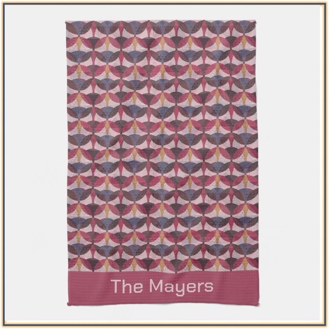 Abstract Pink Blue Gold Art Deco Vibe Tea Towel (Creator Uploaded)