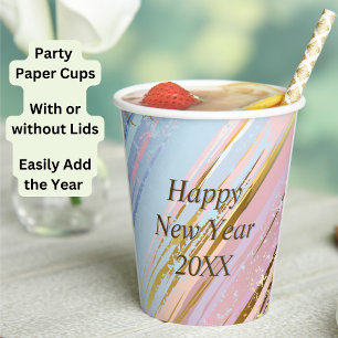 Abstract Pink Blue Gold Happy New Year 20xx  Paper Cups