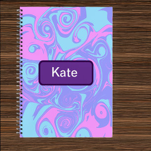 Abstract Pink Blue swirls  Notebook