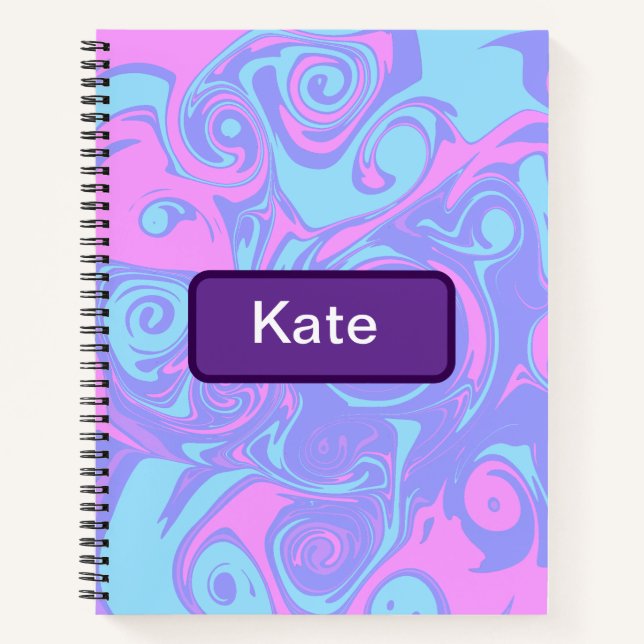 Abstract Pink Blue swirls  Notebook (Front)