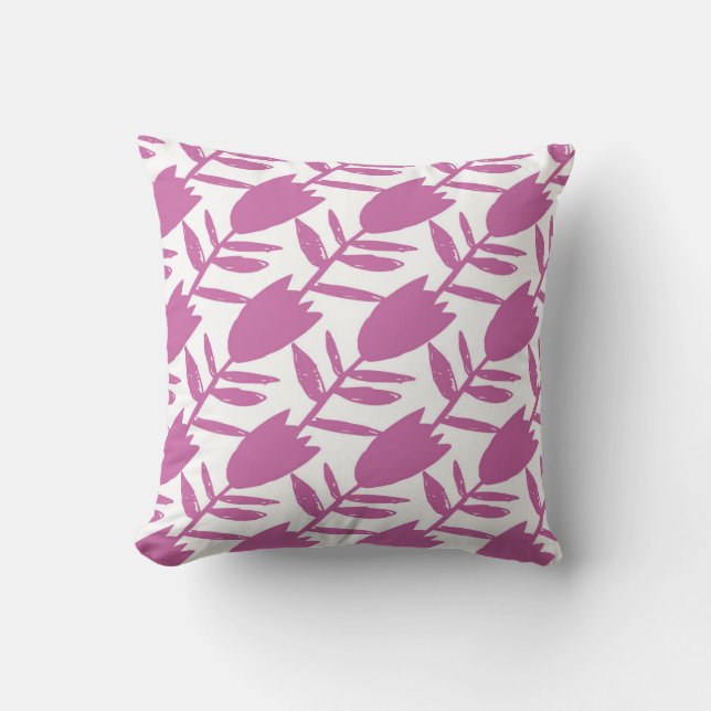 Abstract pink bluebell flowers seamless pattern on cushion (Front)
