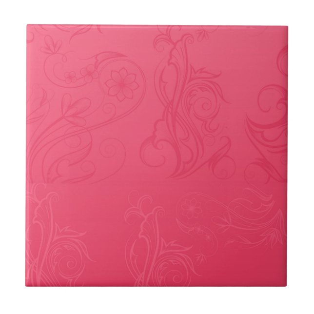 Abstract Pink Ceramic Tile (Front)