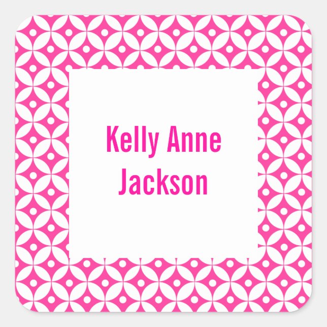 Abstract Pink Circle Book Label / Gift Tag Sticker (Front)