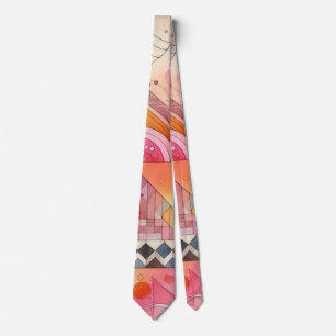 Abstract Pink Colorful Geometric Design Tie