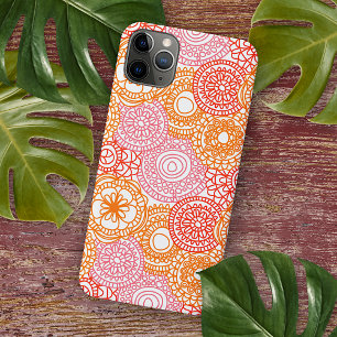 Abstract Pink Coral Red Orange Floral Art Pattern iPhone 16 Pro Max Case