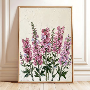 Abstract Pink Delphinium Wall Art Canvas Print