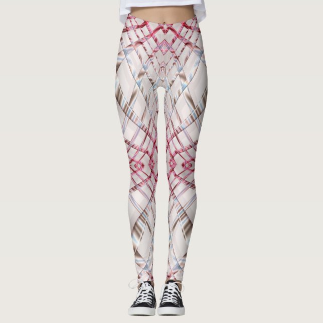 Abstract pink dynamic texture. leggings (Front)