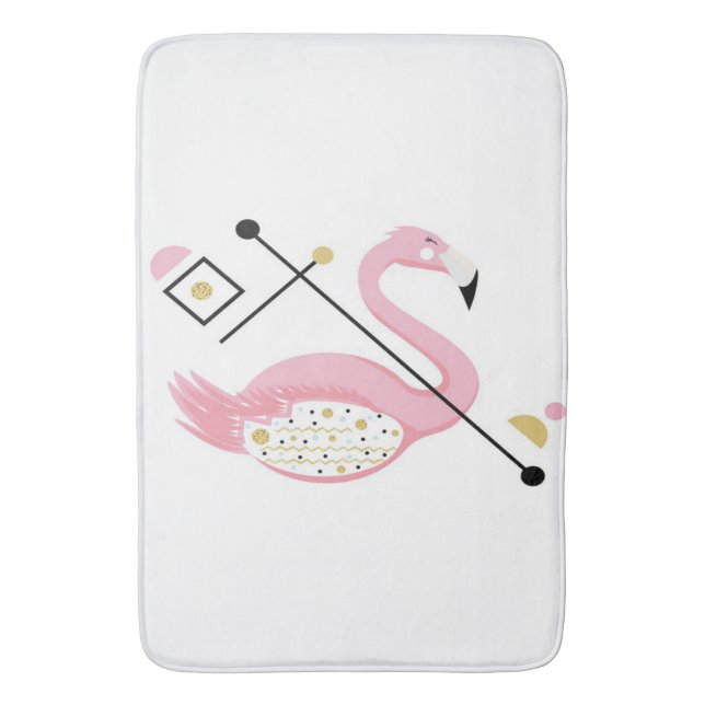 Abstract Pink Flamingo | Funny Flamingo Lovers Bath Mat (Front Vertical)