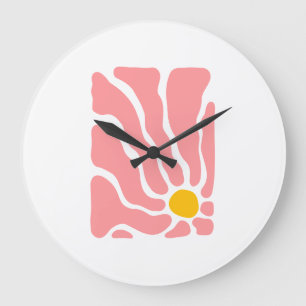 Abstract Pink Flower Wall Clock