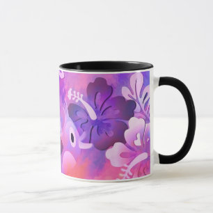 Abstract Pink Flowers and Bird Art Mug