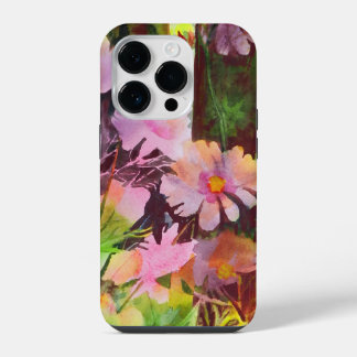 Abstract Pink Flowers Artistic Dark iPhone 14 Pro Case